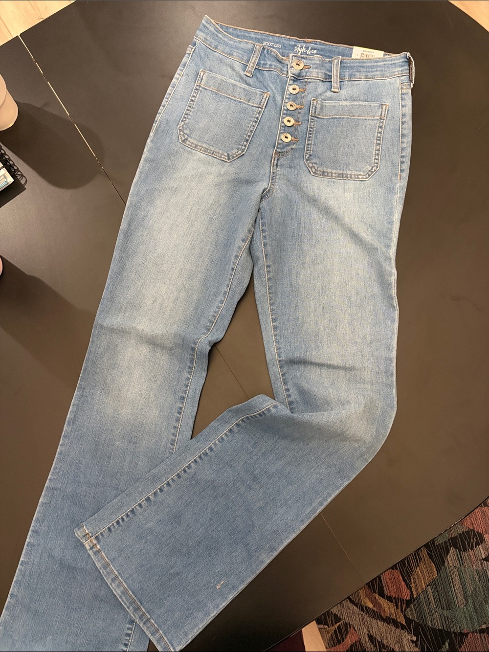 Style & Co. Light Wash High-Rise Button-Fly Jeans